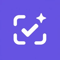 Snappy Do It app icon: a white capture frame with a checkmark and a spark on purple